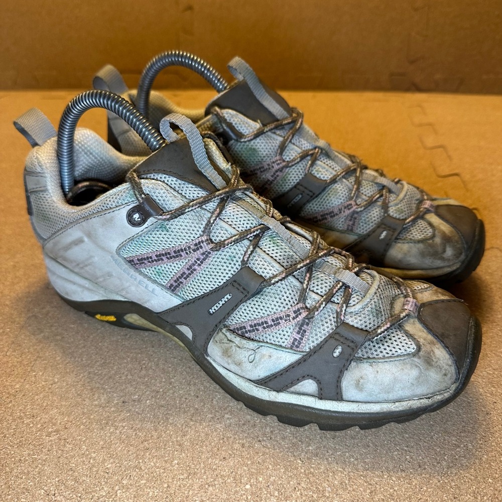 Merrell Siren Sport Hiking Shoes Womens 9 Gray Purple Vibram Sole Trail Sneakers